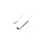 Yuanxin USB Male to Tri USB & LAN Female 3 Ports White Converter