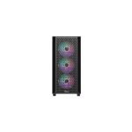 PC Power Flow Black Mesh Mid Tower ATX Gaming Casing with Power Supply