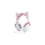 Onikuma X10 Ox Horn RGB Wired Professional Gaming Headset with Noise Cancellation Microphone Pink