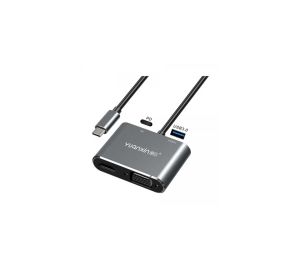 Yuanxin Type-C Male to HDMI, VGA, USB & PD Female Sliver Converter