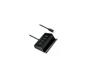 Yuanxin Type-C Male to Quad USB Female  0.3 Meter Black Hub