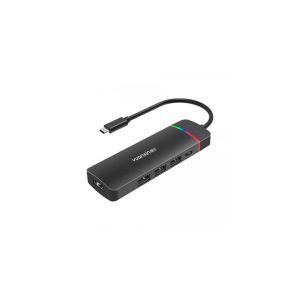 Yuanxin Type-C Male to HDMI, USB 3.0, Dual USB 2.0, & PD Female Black Converter