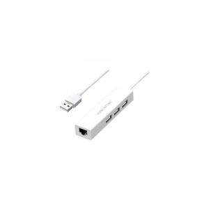 Yuanxin USB Male to Tri USB & LAN Female 3 Ports White Converter