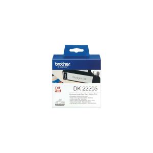 Brother DK-22205 (62mm x 30.4m) Black on White Label Roll