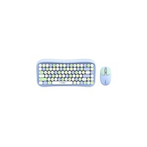 T-WOLF TF660 2.4G + Bluetooth 5.0 Dual-Mode Retro Wireless Keyboard & Mouse Combo Milk Tea