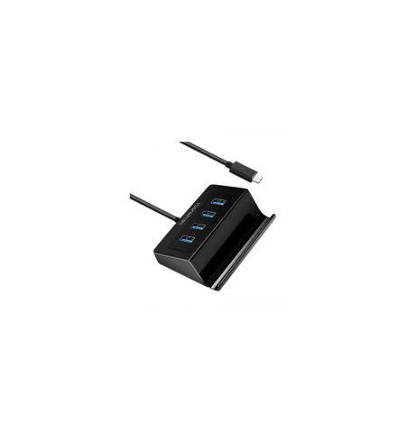 Yuanxin Type-C Male to Quad USB Female  0.3 Meter Black Hub