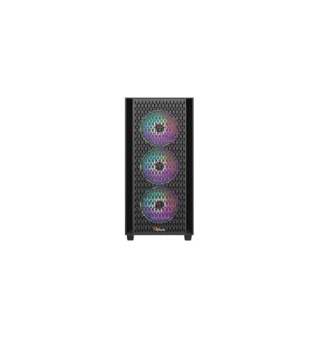 PC Power Flow Black Mesh Mid Tower ATX Gaming Casing with Power Supply