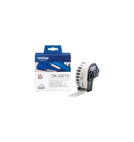 Brother Genuine DK-22210 Continuous Paper Label Roll (Black on White, 29mm wide)