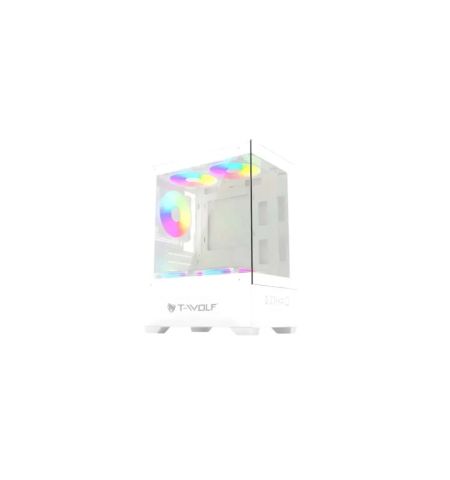 T-WOLF ICE COOLER Gaming Casing with 5 ARGB Fans (Reset + MB Sync) White