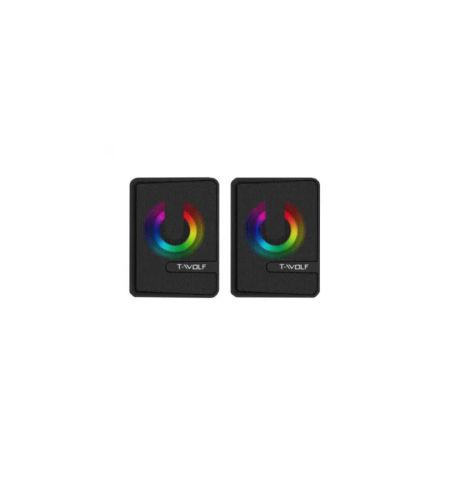 T-WOLF S3 Luminous Vibrating Film 2.0 Multimedia Gaming Speakers (Black)