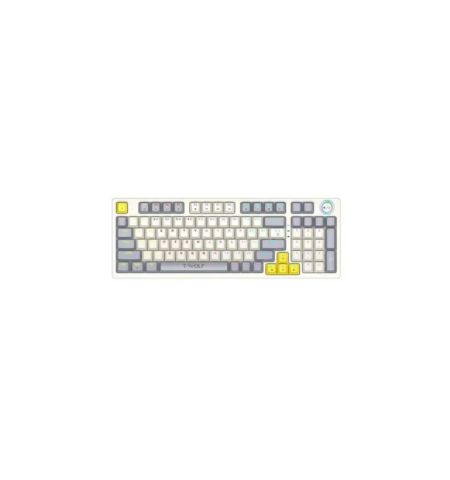 T-WOLF T50 Wired RGB 98-Key Mechanical Gaming Keyboard with Knob White Grey