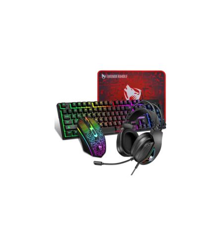 T-WOLF TF-400 4-in-1 Wired Gaming Combo (Keyboard, Mouse, Headset & Mouse Pad)